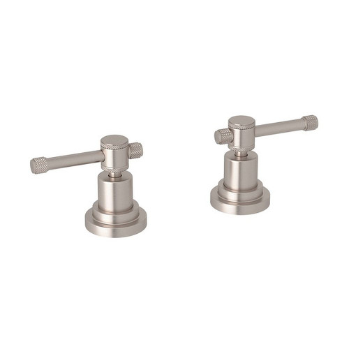 Set of Hot and Cold 1/2" Sidevalves with Industrial Metal Levers in Satin Nickel Set of Hot and Cold 1/2" Sidevalves with Industrial Metal Levers in Satin Nickel