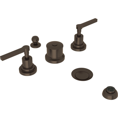 Five Hole Bidet Faucet with Metal Lever in Tuscan Brass