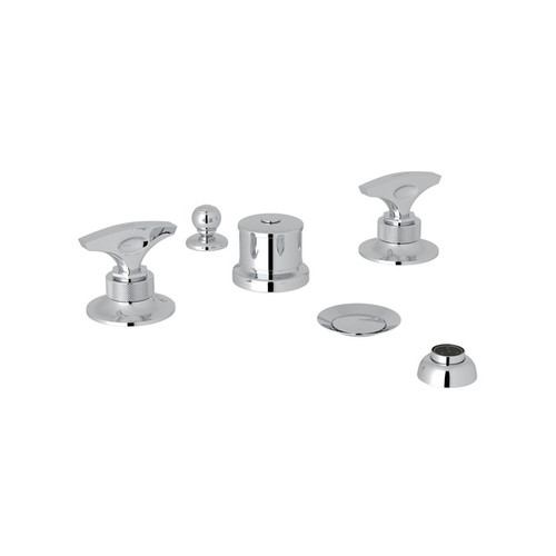 5-Hole Bidet Faucet with Metal Dial Handles in Polished Chrome