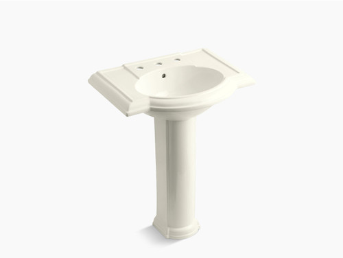 27in Pedestal Bathroom Sink With 8in Widespread Faucet Holes in Biscuit 27in Pedestal Bathroom Sink With 8in Widespread Faucet Holes in Biscuit