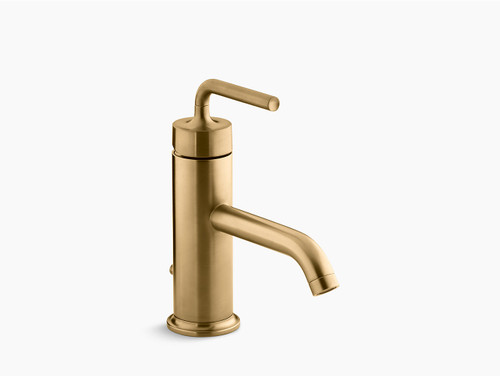 Single-Hole Bathroom Sink Faucet with Straight Lever Handle in Vibrant Moderne Brushed Gold Single-Hole Bathroom Sink Faucet with Straight Lever Handle in Vibrant Moderne Brushed Gold