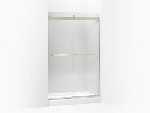 Sliding Shower Door, 74in H X 44-5/8 - 47-5/8in W, With 1/4in Thick Crystal Clear Glass And Towel Bars in Matte Nickel Sliding Shower Door, 74in H X 44-5/8 - 47-5/8in W, With 1/4in Thick Crystal Clear Glass And Towel Bars in Matte Nickel