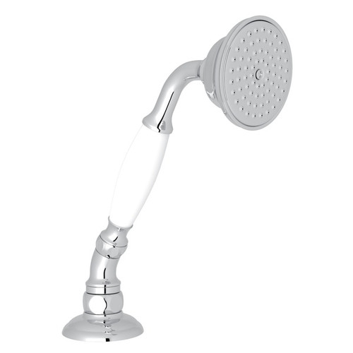 Deck Mount Porcelain Handshower with Hose and Escutcheon in Polished Chrome Deck Mount Porcelain Handshower with Hose and Escutcheon in Polished Chrome