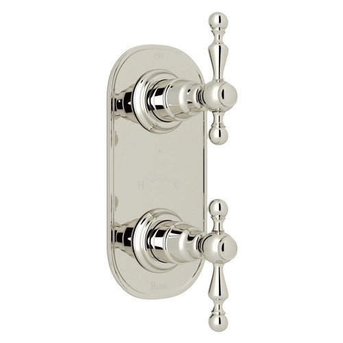 1/2" Thermostatic/Diverter Control Trim with Ornate Metal Lever in Polished Nickel