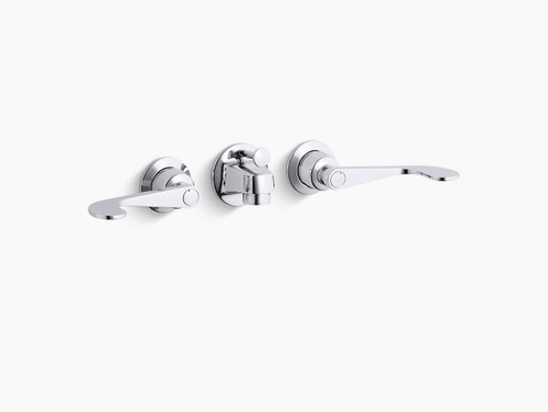 Shelf-Back Commercial Bathroom Sink Faucet With Pop-Up Drain And Wristblade Lever Handles in Polished Chrome Shelf-Back Commercial Bathroom Sink Faucet With Pop-Up Drain And Wristblade Lever Handles in Polished Chrome