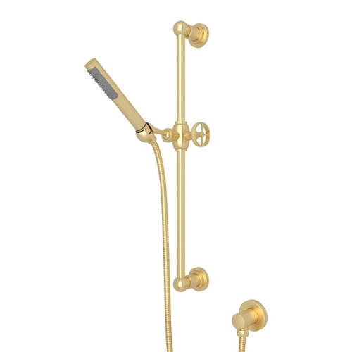 Single-Function Handshower Set with Metal Campo Wheel in Satin Unlacquered Brass