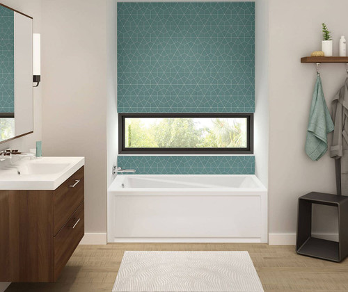 105520-L-000-001 60in x 32in x 18in Rectangular Acrylic Alcove Soaking Bathtub with Left Hand Drain, Integrated Tiling Flange and Skirt, in White