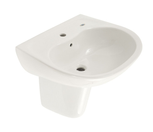 22-7/8-in Wall Mounted Bathroom Sink with Single Faucet Hole Drilled, Overflow and SanaGloss Ceramic Glaze in Cotton