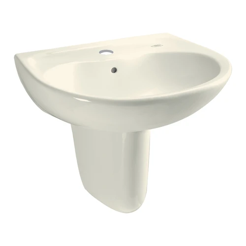 22-7/8-in Wall Mounted Bathroom Sink with Single Faucet Hole Drilled, Overflow and SanaGloss Ceramic Glaze in Sedona Beige