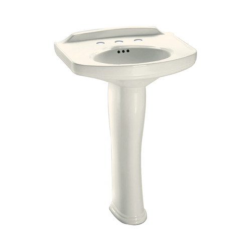 24-1/4-in Pedestal Bathroom Sink with 3 Faucet Holes Drilled and Overflow, Pedestal Included in Sedona Beige