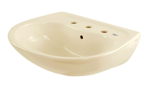 22-7/8-in Wall Mounted Bathroom Sink with 3 Faucet Holes Drilled, Overflow and SanaGloss Ceramic Glaze in Bone 22-7/8-in Wall Mounted Bathroom Sink with 3 Faucet Holes Drilled, Overflow and SanaGloss Ceramic Glaze in Bone