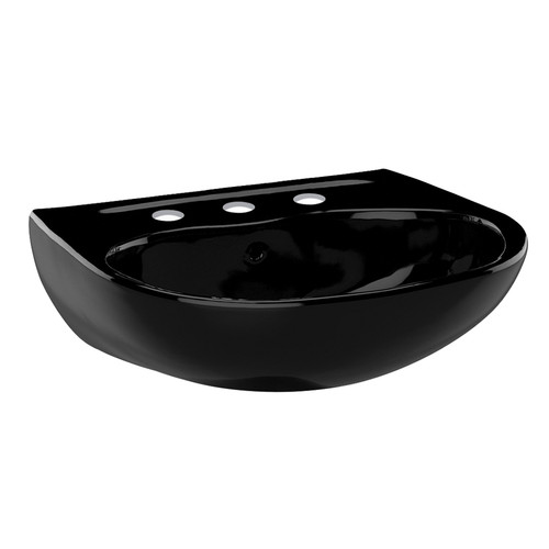 22-7/8-in Wall Mounted Bathroom Sink with 3 Faucet Holes Drilled and Overflow in Ebony 22-7/8-in Wall Mounted Bathroom Sink with 3 Faucet Holes Drilled and Overflow in Ebony