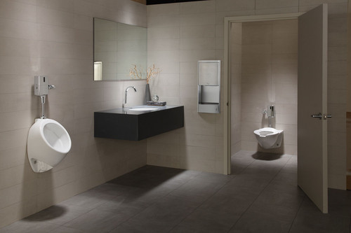 1.0 GPF Commercial Flushometer Ultra-High Efficiency Elongated Toilet Bowl with CeFiONtect Glaze and Back Spud in Cotton