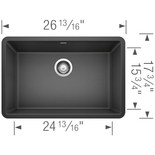 17.75-in x 26.8125-in Granite 8.625-in Deep Kitchen Sink, in Anthracite