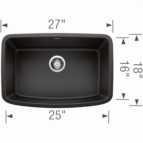 18-in x 27-in Granite 9.5-in Deep Kitchen Sink, in Anthracite