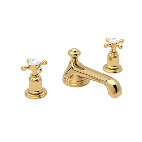 Rohl U.3706X-IB-2 Widespread Bathroom Faucet and Pop-Up Drain in English Gold Rohl U.3706X-IB-2 Widespread Bathroom Faucet and Pop-Up Drain in English Gold