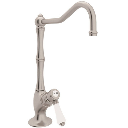 Column Spout Filter Faucet With Mini Porcelain Lever Handle In Satin Nickel