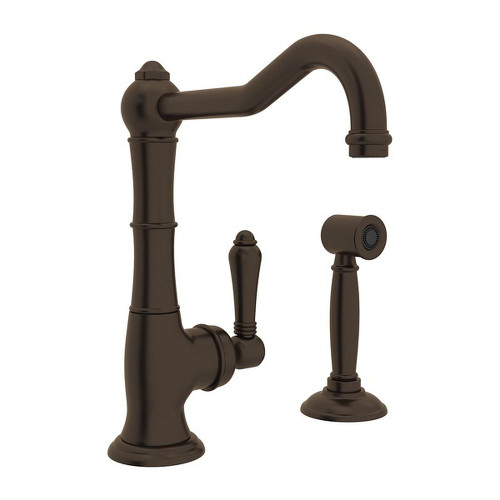 Single Hole Column Spout Bar/Food Prep Faucet With Sidespray With Metal Lever Handle In Tuscan Brass Single Hole Column Spout Bar/Food Prep Faucet With Sidespray With Metal Lever Handle In Tuscan Brass