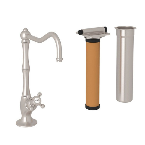 Column Spout Filter Faucet Kit With Mini Cross Handle In Satin Nickel Column Spout Filter Faucet Kit With Mini Cross Handle In Satin Nickel
