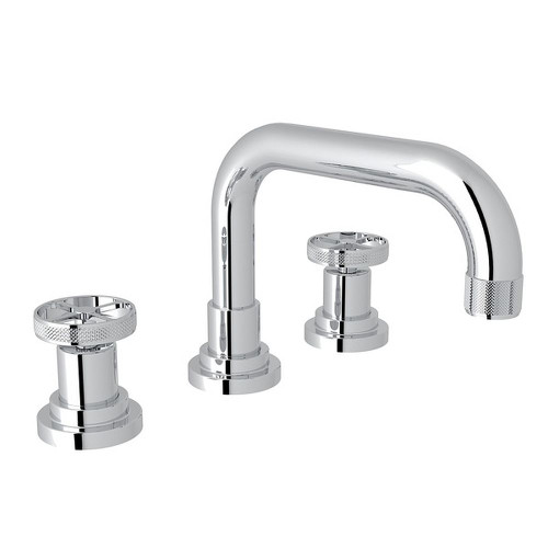 U-Spout Widespread Lavatory Faucet with Metal Campo Wheel in Polished Chrome