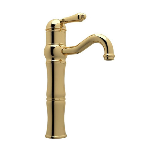 13-1/8" above Counter Single Hole, Single Lever Lavatory Faucet with Metal Lever in Italian Brass
