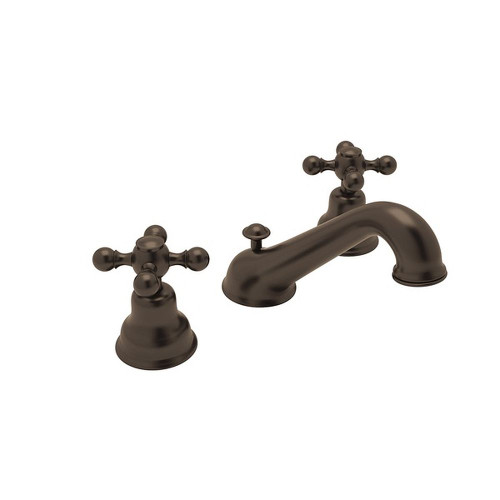 C-Spout Widespread Lavatory Faucet with Cross Handles in Tuscan Brass C-Spout Widespread Lavatory Faucet with Cross Handles in Tuscan Brass