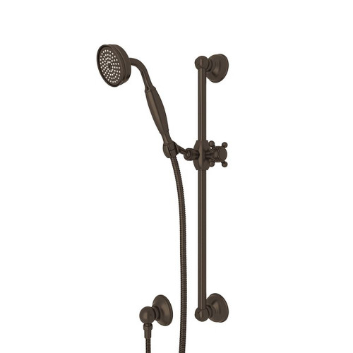 Single-Function Anti-Cal Handshower/Hose/Bar/Outlet Set in Tuscan Brass Single-Function Anti-Cal Handshower/Hose/Bar/Outlet Set in Tuscan Brass