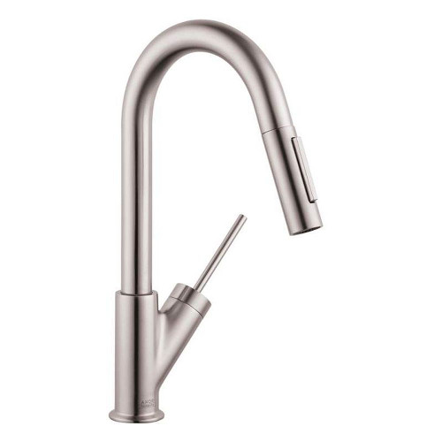 Axor 10824801 Pull-Down Kitchen Faucet with High-Arc Spout, Magnetic Docking and Toggle Spray Diverter in Steel Optic Axor 10824801 Pull-Down Kitchen Faucet with High-Arc Spout, Magnetic Docking and Toggle Spray Diverter in Steel Optic