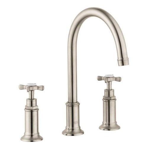 Bathroom Faucet Widespread Faucet with Cross Handles in Brushed Nickel Bathroom Faucet Widespread Faucet with Cross Handles in Brushed Nickel