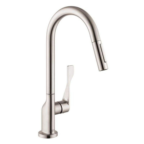 Pull-Down Kitchen Faucet with High-Arc Spout, Magnetic Docking and Toggle Spray Diverter in Steel Optic Pull-Down Kitchen Faucet with High-Arc Spout, Magnetic Docking and Toggle Spray Diverter in Steel Optic