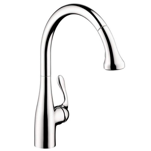 Hansgrohe 06460000 Allegro E Pull-Down Kitchen Faucet with High-Arc Spout, Magnetic Docking and Locking Spray Diverter in Chrome Hansgrohe 06460000 Allegro E Pull-Down Kitchen Faucet with High-Arc Spout, Magnetic Docking and Locking Spray Diverter in Chrome