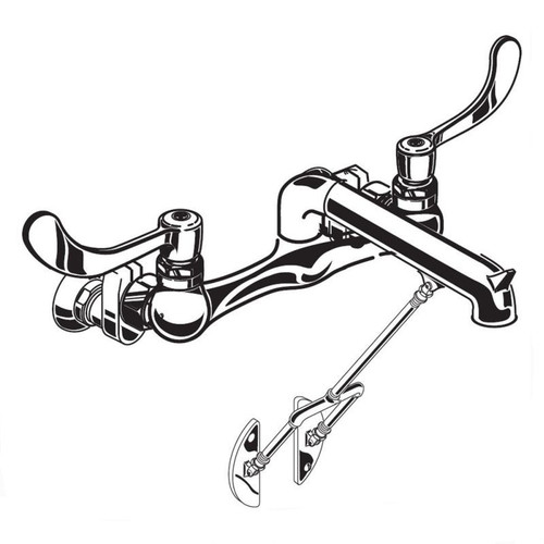Exposed Yoke Wall Mount Service Sink Faucet with Bottom Brace and Wrist Blade Handles in Chrome