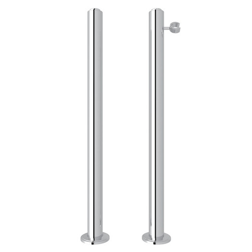 Pair of Floor Legs and Pillar Supply Unions with Handshower Holder Integral Stops in Polished Chrome Pair of Floor Legs and Pillar Supply Unions with Handshower Holder Integral Stops in Polished Chrome