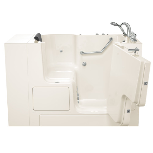 32-in. x 52-in. Outward Opening Door Walk-In Whirlpool Massage Bathtubs with Right Door/Drain and Tub Faucet in Linen