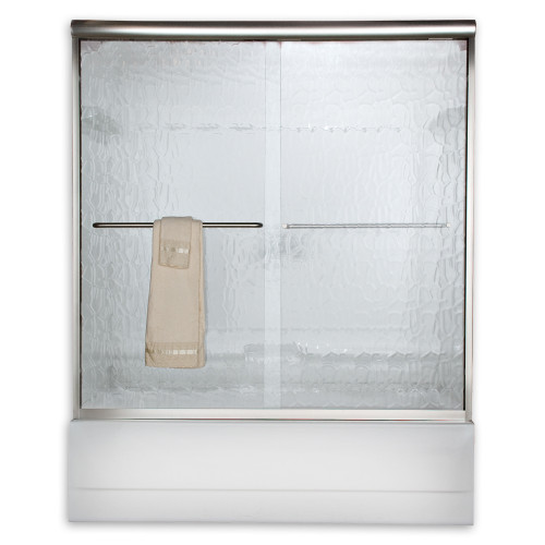 56" Tall Frameless Bypass, Clear Glass Double Sliding Shower Door for 56" to 60" Width Openings in Silver 56" Tall Frameless Bypass, Clear Glass Double Sliding Shower Door for 56" to 60" Width Openings in Silver