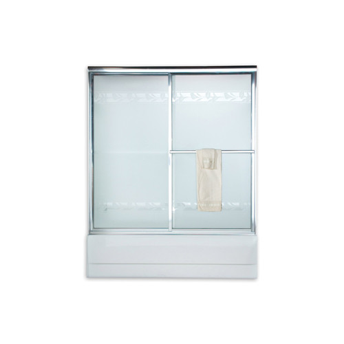 58.5" Tall Framed, Bypass, Hammered Glass Shower Door for 56" to 60" Width Openings in Silver