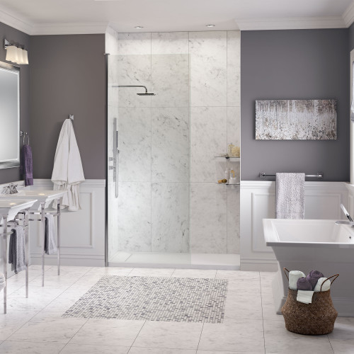60 x 36 Right Drain Solid Surface Shower Base in Soft White