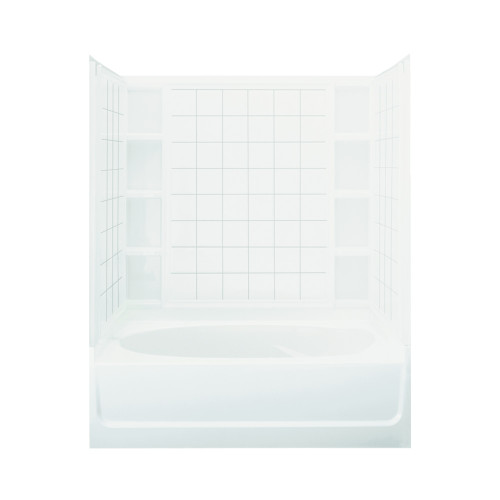 74.25-in x 36-in x 60-in Vikrell Wall and Floor 4-Piece Alcove Shower Kit with Bathtub in White 74.25-in x 36-in x 60-in Vikrell Wall and Floor 4-Piece Alcove Shower Kit with Bathtub in White