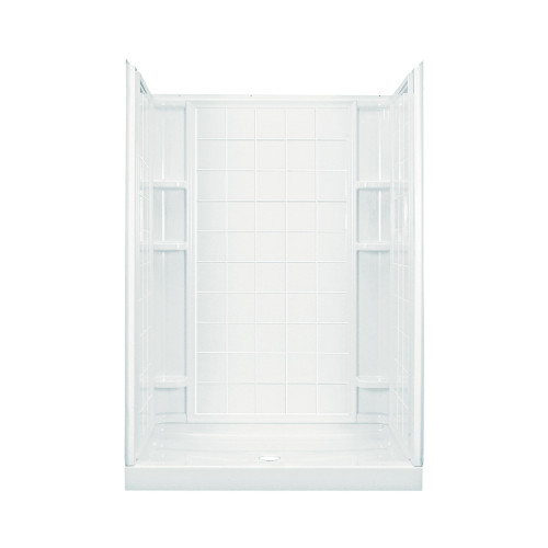 72130106-0 77-in x 35.25-in x 60-in Vikrell Wall and Floor 4-Piece Alcove Shower Kit in White