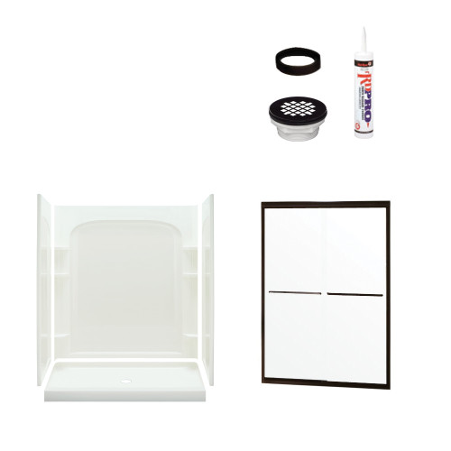 75.75-in x 34-in x 60-in Vikrell Wall and Floor 5-Piece Alcove Shower Kit in Deep Bronze with Clear Glass