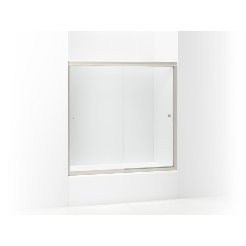 59.625-in x 58.31-in Frameless Bathtub Door in Nickel with Clear Glass