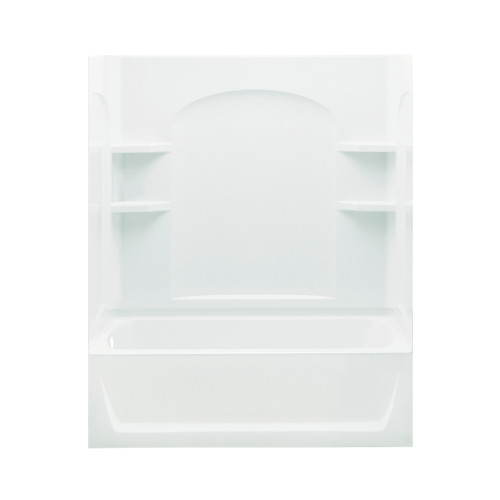 76-in x 32-in x 60.25-in Vikrell Rectangular Skirted Bathtub with Left-Hand Drain and Wall Surround in White
