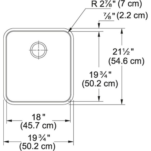 Stainless Steel 21-1/2in x 19-3/4in Single Basin Undermount 18-Gauge Stainless Kitchen Sink