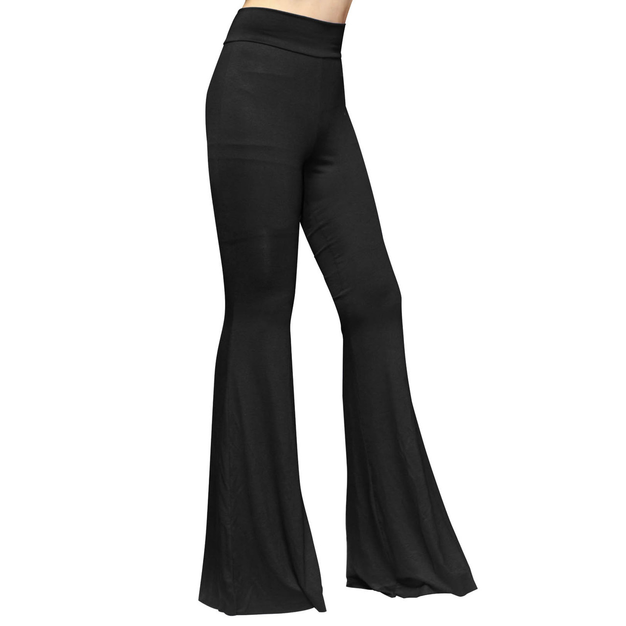 Round Hip Flare Bottom Leggings Bootcut Yoga Pants  Black  ELJIKA USA