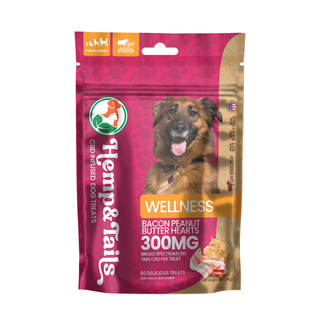 Hemp & Tails Dog Treats - Overall Wellness - Bacon Peanut Butter Hearts