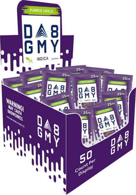 DELTA 8 GUMMIES Single Package - 50CT Purple Urkle 25mg - INDICA A Gift From Nature