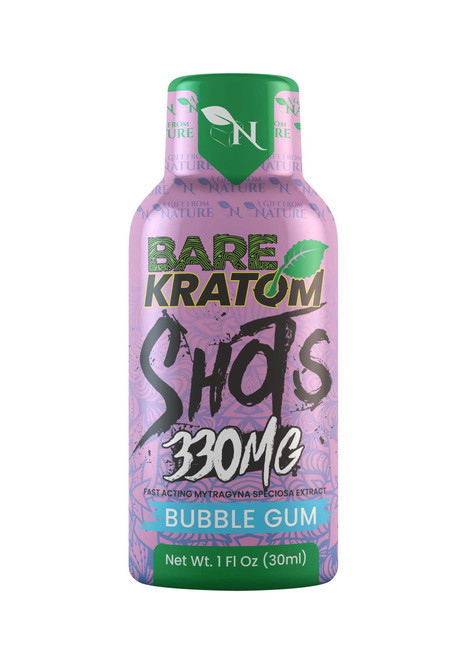 BARE KRATOM SHOTS - BUBBLE GUM - 330MG A Gift From Nature