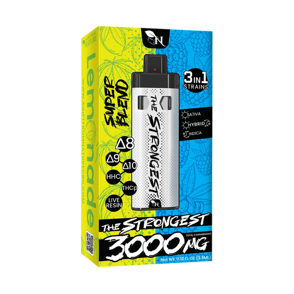 THE STRONGEST - LEMONADE/BLUE RAGE - 3IN1 - 3000MG A Gift From Nature 3d mockup THE STRONGEST - LEMONADE/BLUE RAGE - 3IN1 - 3000MG A Gift From Nature 3d mockup