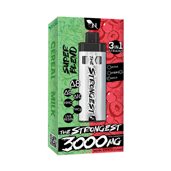 The Strongest 3000 MG" vape in Cereal Apple Jax flavor by A Gift From Nature. Features Δ8, Δ9, Δ10, HHC, THCp, live resin, and 3 strain types The Strongest 3000 MG" vape in Cereal Apple Jax flavor by A Gift From Nature. Features Δ8, Δ9, Δ10, HHC, THCp, live resin, and 3 strain types