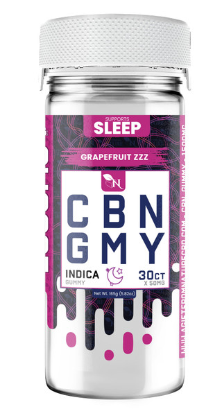 CBN GUMMIES - FOR SLEEP - 30CT Grapefruit ZZZ 1500mg (50mg ea.) – INDICA 3d mokcup of a real product